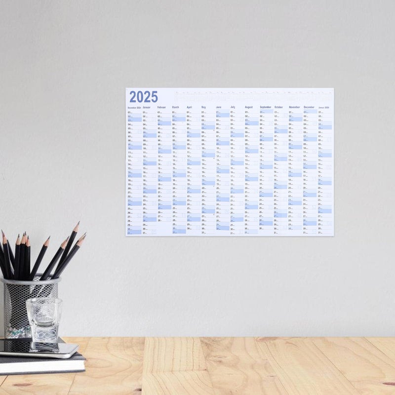 Blue Minimalist Wall Calendar Yearly Planner with Monthly Weekly Planning for Home Office - Image 5