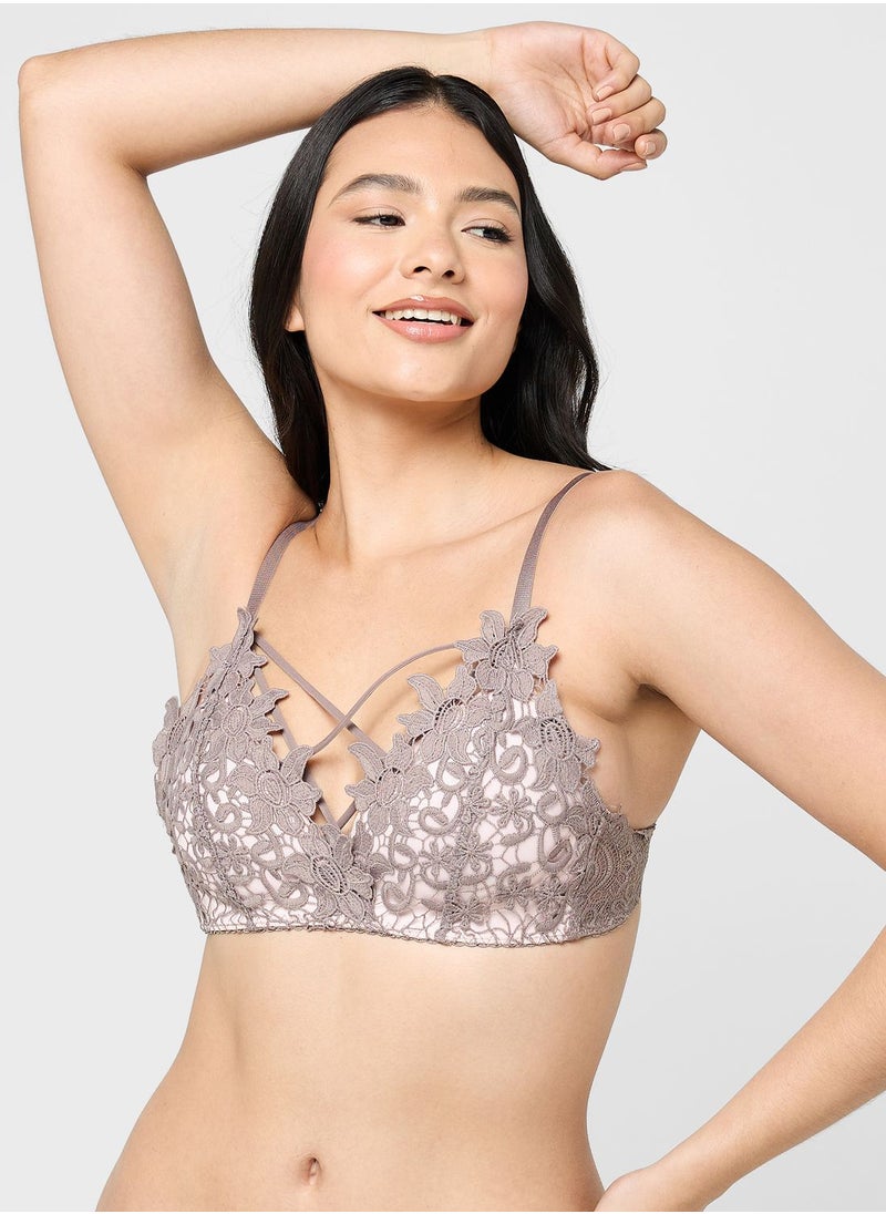 ELLA - Criss Cross Lace Push Up Bra - Image 1