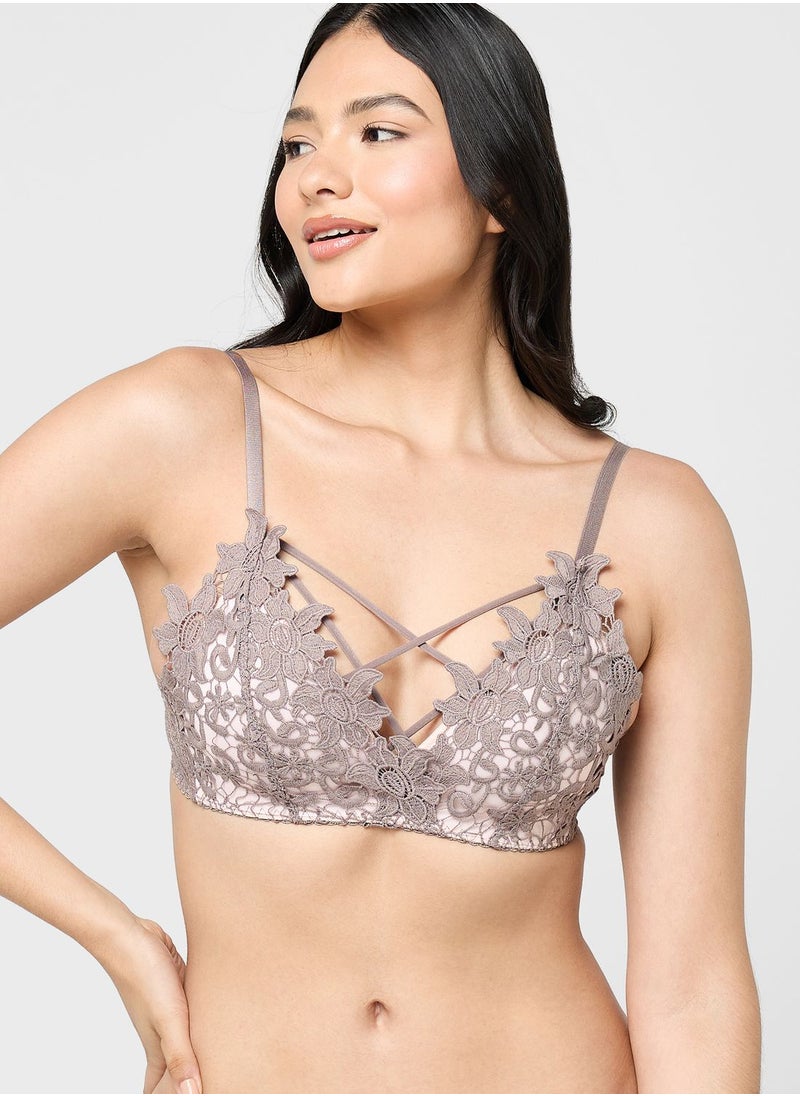 ELLA - Criss Cross Lace Push Up Bra - Image 1