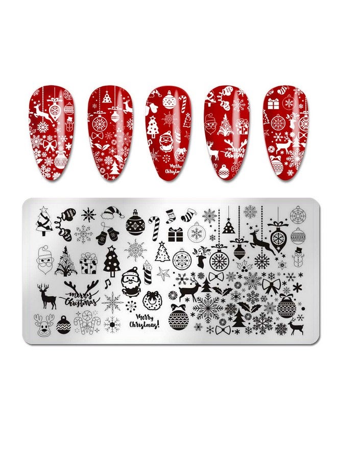 JERCLITY JERCLITY 6pcs Christmas Nail Stamping Plate Snowflake Santa Claus Christmas Tree Elk Image Pattern Nail Art Stamping Kit for Nails - Image 4