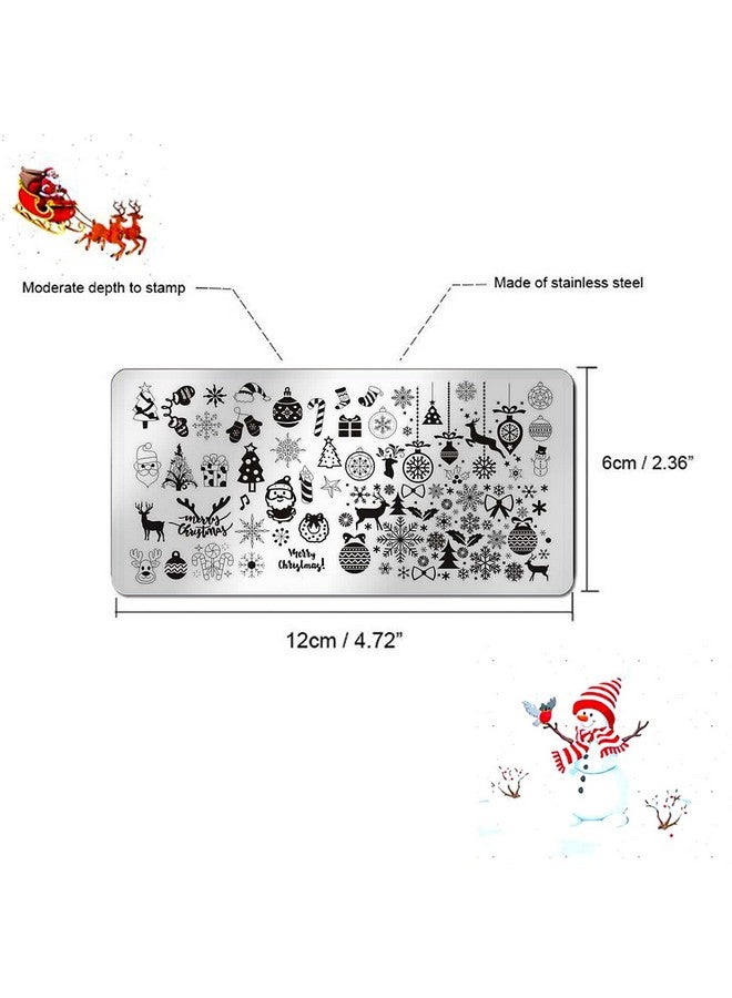 JERCLITY JERCLITY 6pcs Christmas Nail Stamping Plate Snowflake Santa Claus Christmas Tree Elk Image Pattern Nail Art Stamping Kit for Nails - Image 3