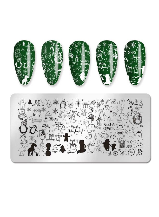 JERCLITY JERCLITY 6pcs Christmas Nail Stamping Plate Snowflake Santa Claus Christmas Tree Elk Image Pattern Nail Art Stamping Kit for Nails - Image 5