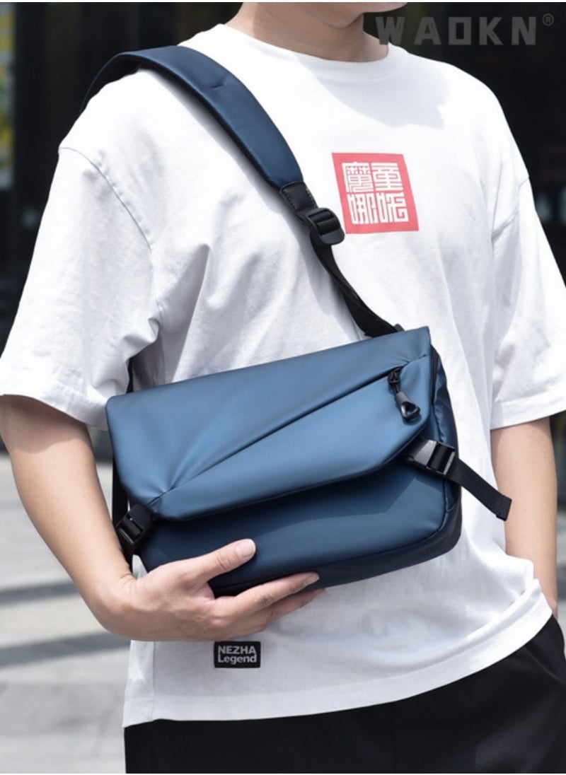WAOKN Men's Outdoor Shoulder Bag, Boys Large Capacity Waterproof Crossbody Bag Messenger Bag, Outdoor Leisure Handbag Carrying Bag for College Students and Teens (Blue)  - Image 4