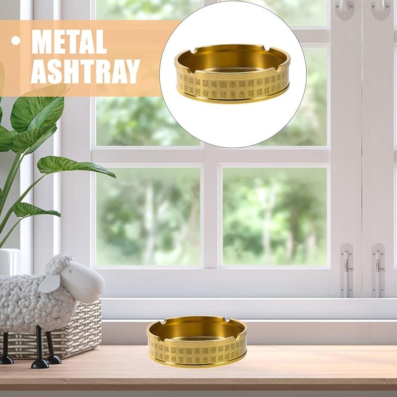 Vintage Brass Round Ashtray Polished Metal Cigarette Butt Container for Home Office Bar Tabletop Decorative Retro Ash Tray - Image 5