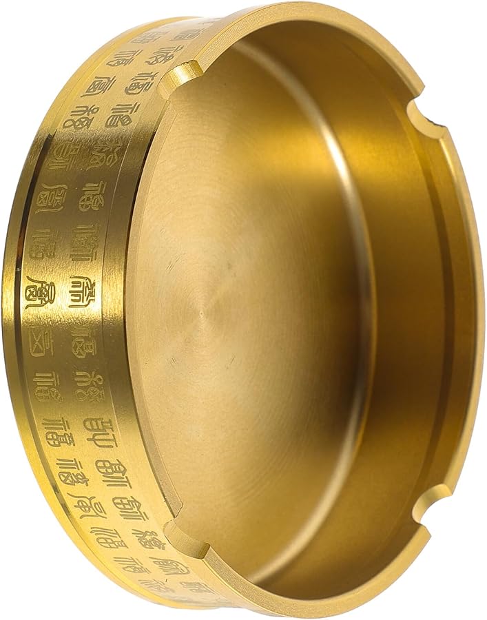 Vintage Brass Round Ashtray Polished Metal Cigarette Butt Container for Home Office Bar Tabletop Decorative Retro Ash Tray - Image 1