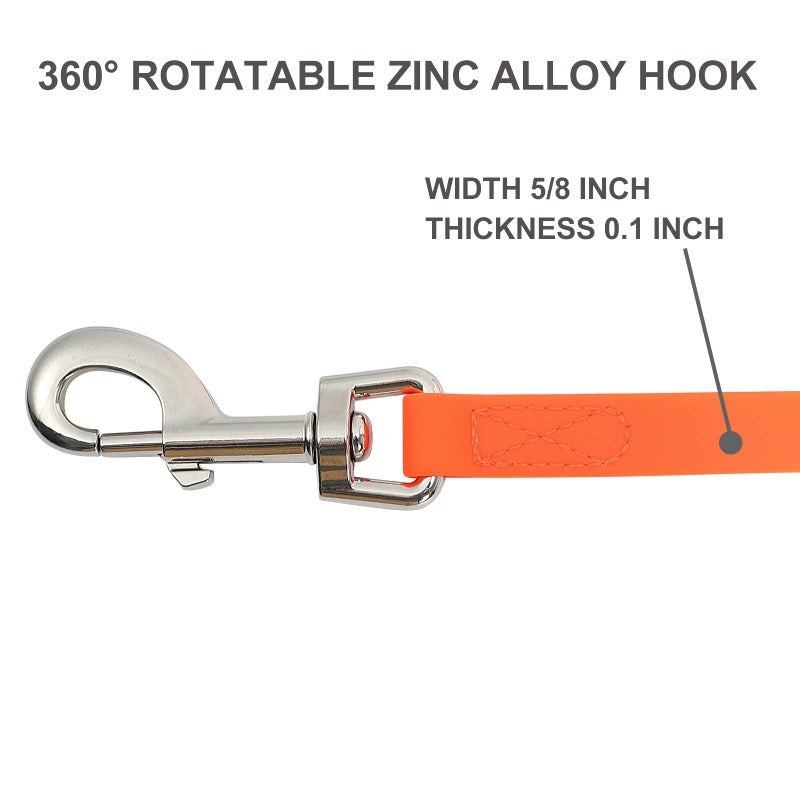 Qiaosite Waterproof Long Leash Durable Dog Recall Training Lead Great for Outdoor Hiking, Training, Yard, Beach and Swimming (Orange, 15ft) - Image 5