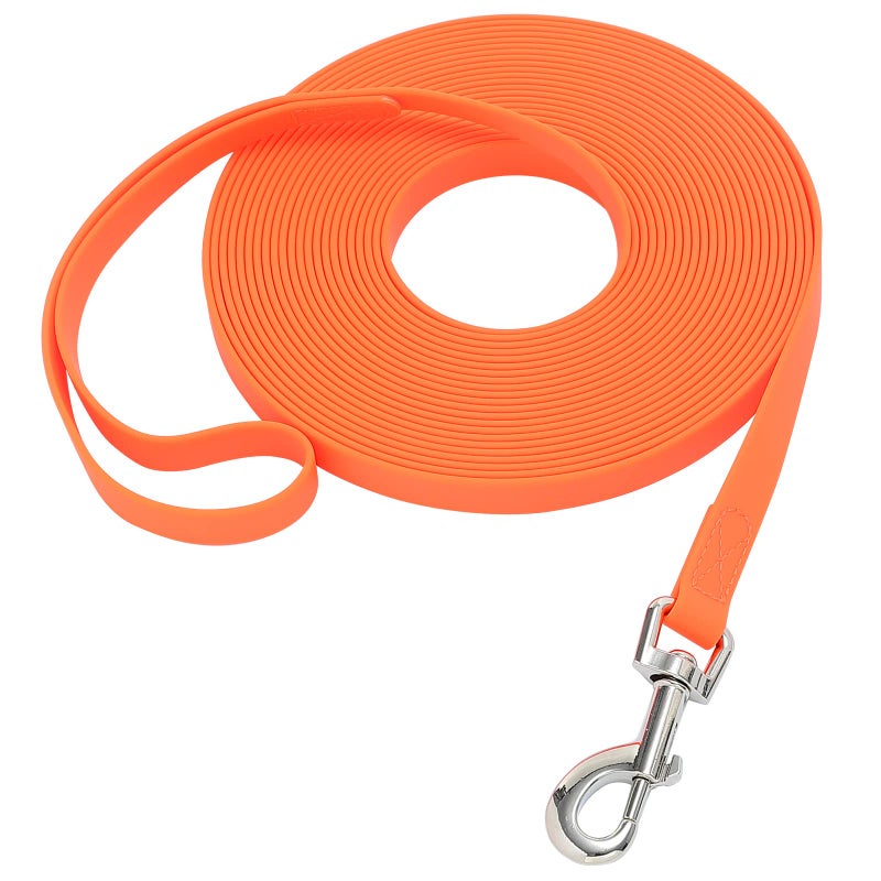 Qiaosite Waterproof Long Leash Durable Dog Recall Training Lead Great for Outdoor Hiking, Training, Yard, Beach and Swimming (Orange, 15ft) - Image 1