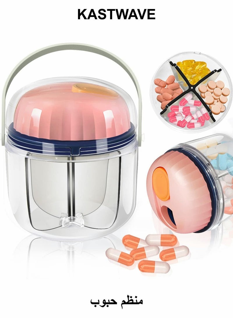 KASTWAVE Portable Pill Box, Weekly Pill Organizer 7-Day Travel Medicine Organizer BPA Free Moisture Proof Portable Medicine Container for Vitamins, Fish Oils, Supplement Pink - Image 1
