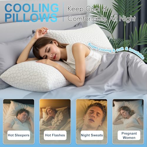 QUTOOL Shredded Memory Foam Pillows for Sleeping King Size Pillow, Cooling Gel Pillows for Hot Sleepers Cool Pillow for Side and Back Sleeper, Soft Yet Support Adjustable Bed Pillow, Gift for Women or Men - Image 3