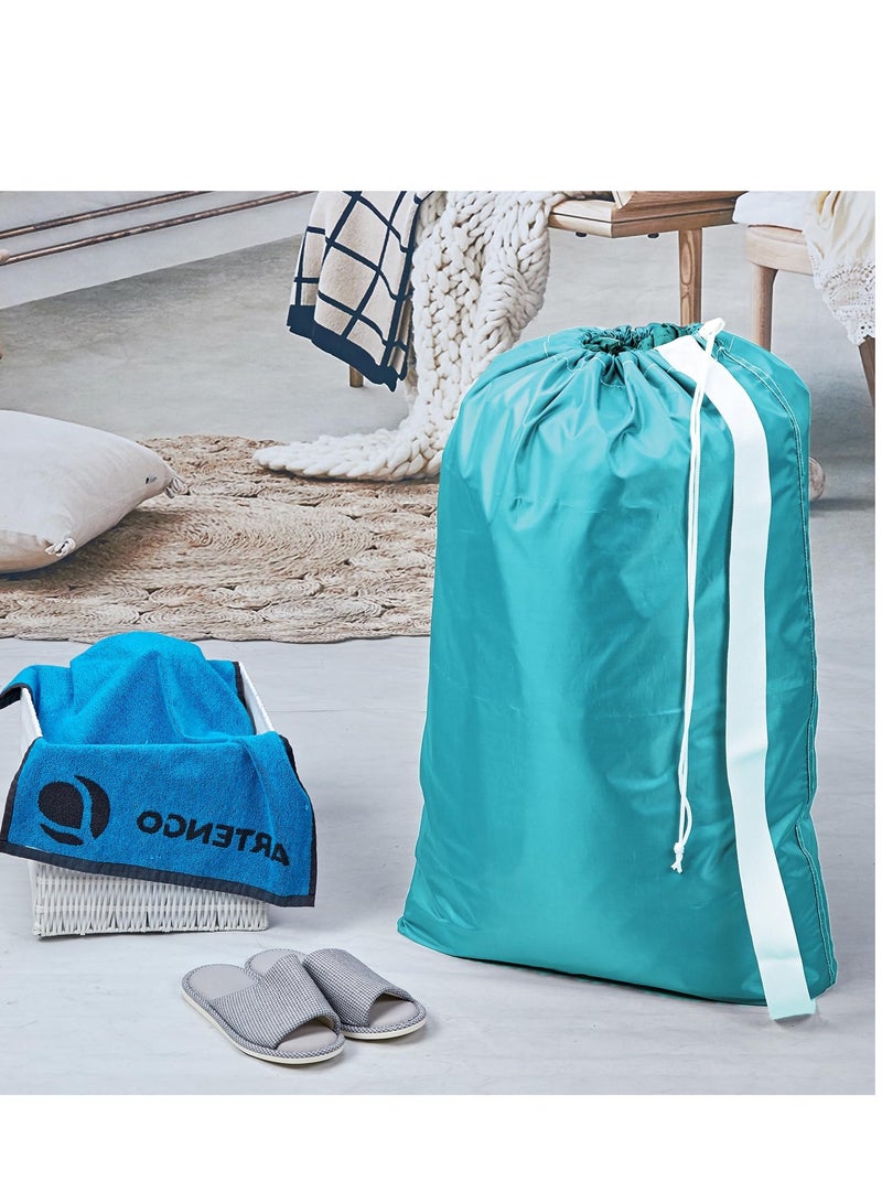 SYOSI Nylon Laundry Bag with Strap, Large Dirty Clothes Organizer, Easy Fit a Laundry Hamper or Basket, Can Carry Up to 4 Loads of Laundry, Sky Blue - Image 2
