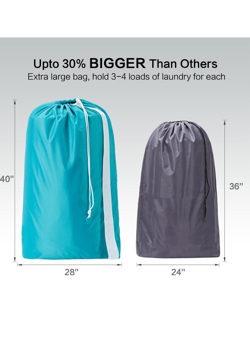 SYOSI Nylon Laundry Bag with Strap, Large Dirty Clothes Organizer, Easy Fit a Laundry Hamper or Basket, Can Carry Up to 4 Loads of Laundry, Sky Blue - Image 3