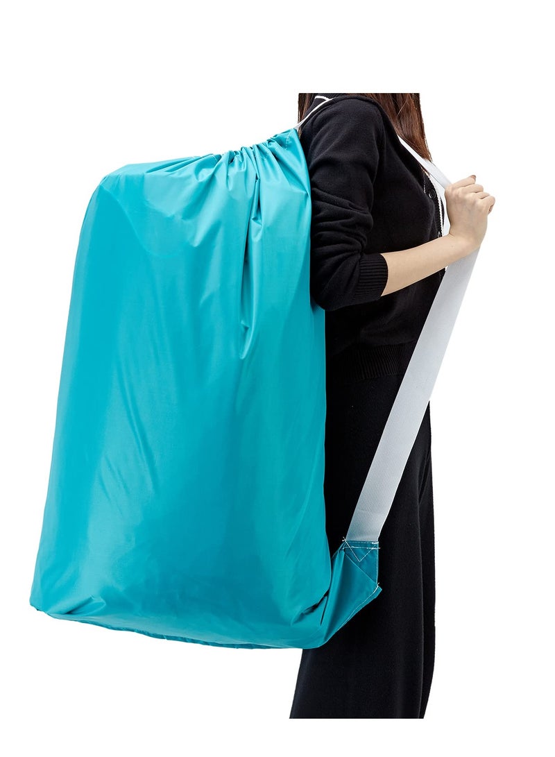 SYOSI Nylon Laundry Bag with Strap, Large Dirty Clothes Organizer, Easy Fit a Laundry Hamper or Basket, Can Carry Up to 4 Loads of Laundry, Sky Blue - Image 5