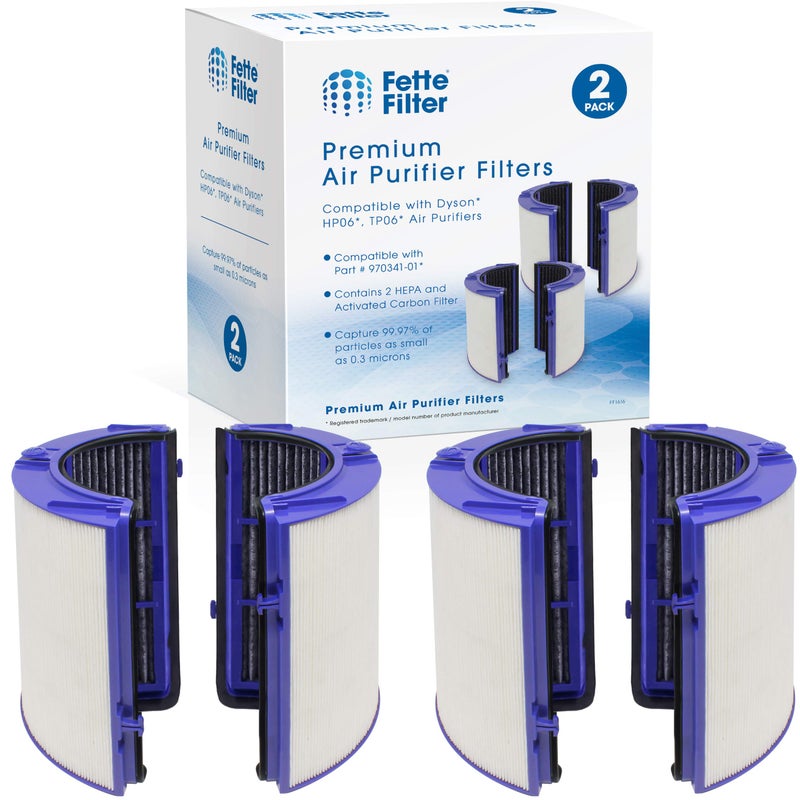 Fette Filter  Premium Air Purifier Filter Replacement Compatible with Dyson HP06 HP09 TP06 TP09 PH01 PH02 PH03 PH04 HP07 TP07 Part No97034101  96543201  Pack of 2