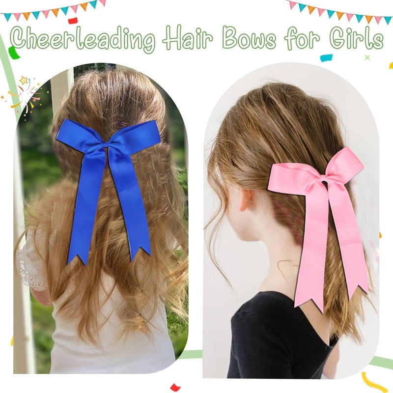 Hipcheer 20pcs Collegiate Style Basketball Cheer Bows for Girls, Long Tail Skinny Cheer Bow Ponytail Holder Handmade Bows for Girls Teens Softball Cheerleader Sports (Orange Basketball) - Image 5