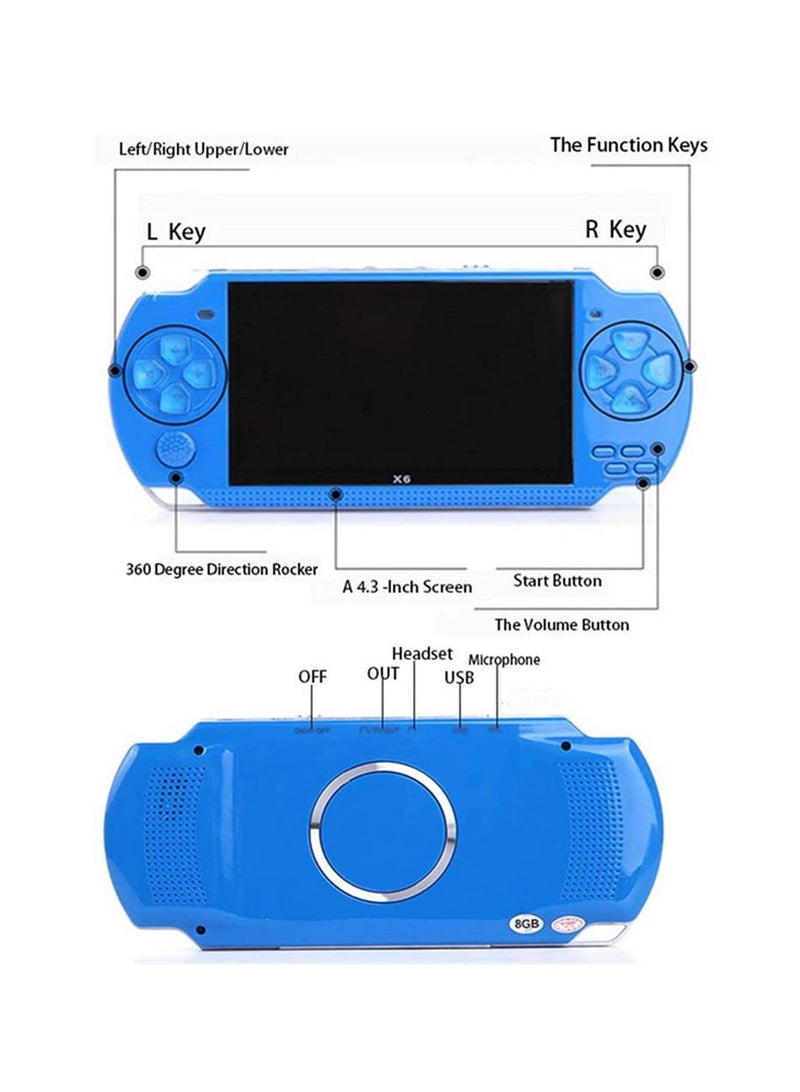 X6 Game Console 4.3 Inch Screen 8GB Handheld Game Player Built-in 128 Games - Image 2