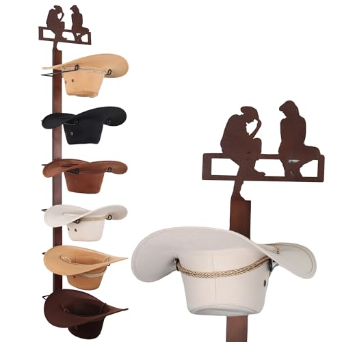 CANWUPON Cowboy Hat Rack Holder for Wall - Wild Western Style Design Hat Organizer with 6 Hat Hooks for Wall Mount, Hat Stand and Hanger for Storage and Organization (Cowboy Lover) - Image 1
