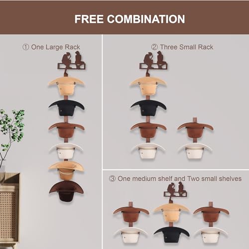 CANWUPON Cowboy Hat Rack Holder for Wall - Wild Western Style Design Hat Organizer with 6 Hat Hooks for Wall Mount, Hat Stand and Hanger for Storage and Organization (Cowboy Lover) - Image 5