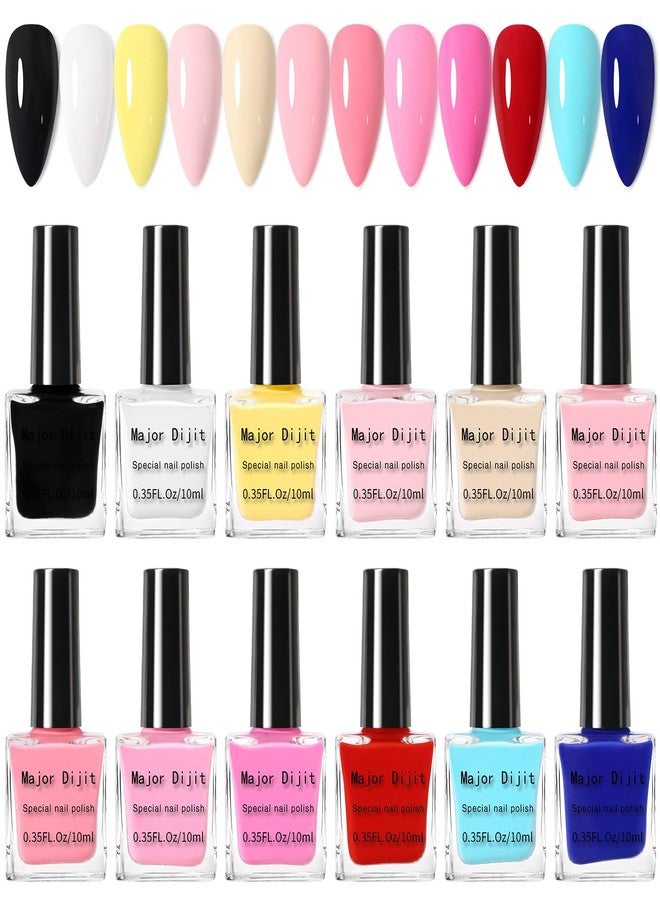 DouborQ 12 Color Nail Polish Set Black White Nude Air Dry 12 Bright Colors 0.35oz Regular Nail Polish Kit Finger Nail Polish Gift Set for Women (Black) - Image 5