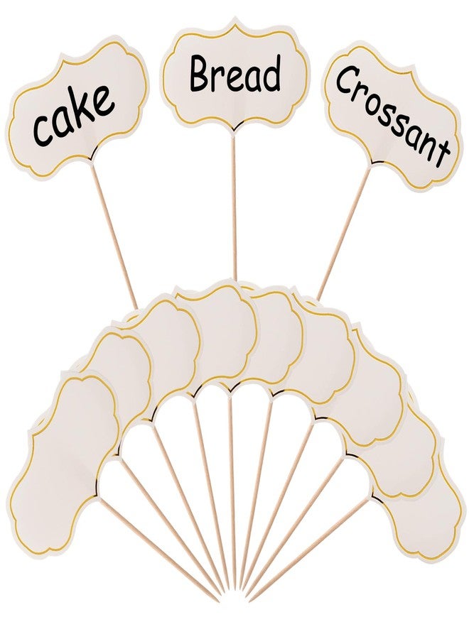 الينك مجموعة ألينك من 50 قطعة من علامات الجبن، ملصقات طعام لألواح التقديم، أعواد أسنان فارغة لعلامات المقبلات، زينة الكب كيك، أعواد سندويشات لتزيين حفلات الكريسماس، وحفلات الزفاف، والمناسبات الأخرى - أبيض - Image 1