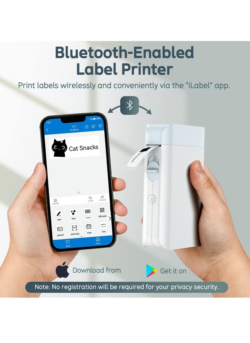 Label Maker Machine with Tape Portable Mini Bluetooth WP9510 Lable Printer Rechargeable Thermal Label Printer Compatible with Android iOS Label Makers for Teacher Supplies Home Officea