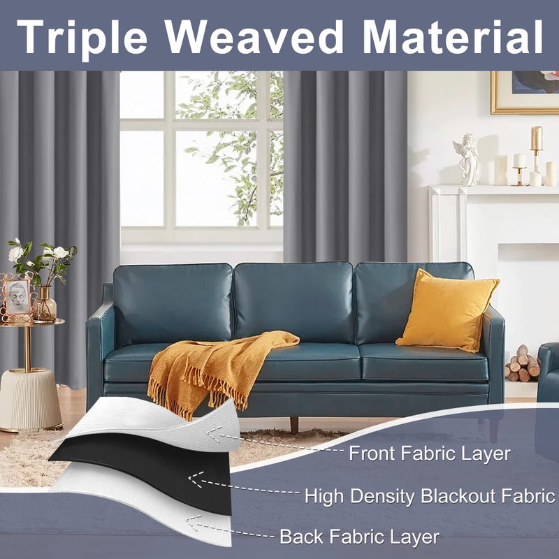 JIUZHEN Tier Curtains 36 Inch Length with 2 Tiebacks  Kitchen Half Window Privacy Curtain Tiers for Windows/Bathroom Shades  Thermal Insulated Room Darkeing Curtain 2 Panels  42"" x 36""  Light Grey - Image 5