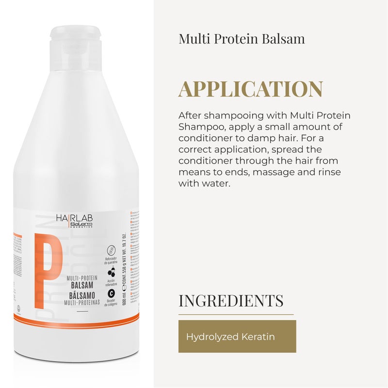 SALERM - Hair Conditioner - Multi-Proteins Hair Lab Balsam - 600 ml - Helps Strengthen and Repair Hair - Adds Volume - Paraben-Free - Image 4
