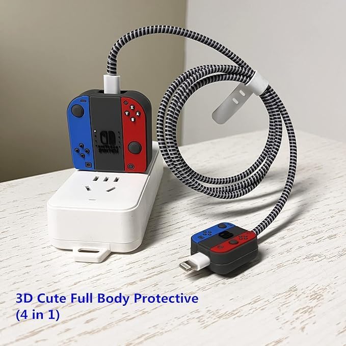 CERLINK Cable Protector for Apple iPhone Charger 20W/18W Type C, 3D Cute Cartoon Case Adaptor Cover Full Cable Connection Protectors Protective Protection Wire Sleeves Guard (Ninetendo) - Image 2