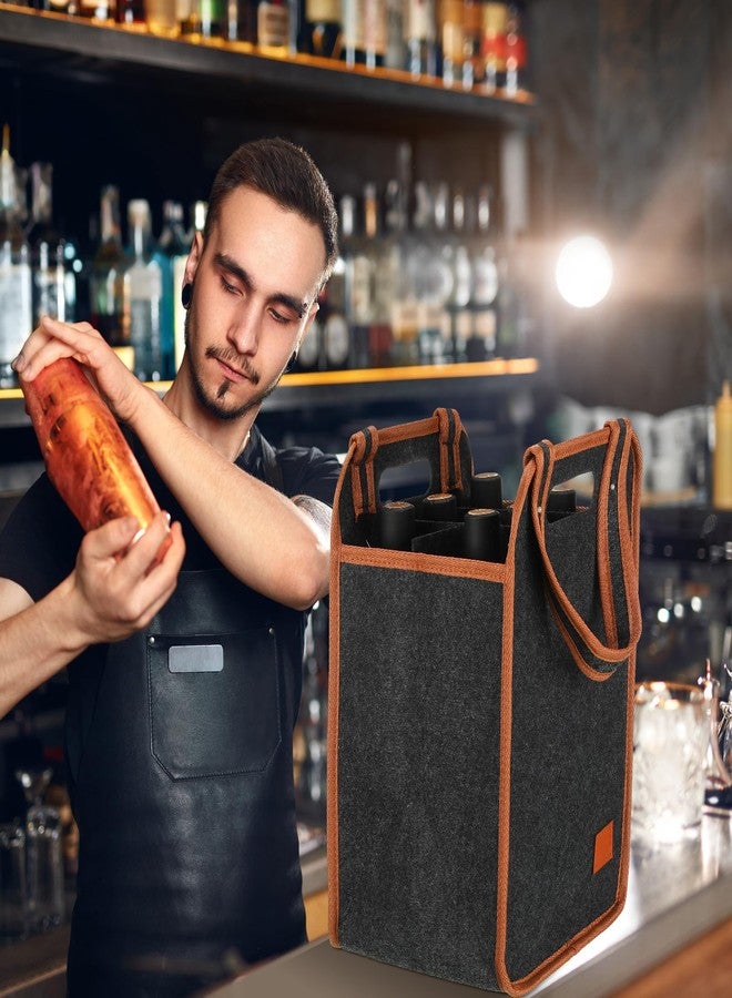 FuWeave حقيبة حمل نبيذ FuWeave، عبوة من قطعتين، تتسع لست زجاجات، قابلة لإعادة الاستخدام، معزولة حراريًا، مثالية لحقائب التسوق، مناسبة للسفر في عيد الميلاد، والتخييم، والنزهات (بني، 9.45 بوصة × 7.09 بوصة × 12.99 بوصة). - Image 4