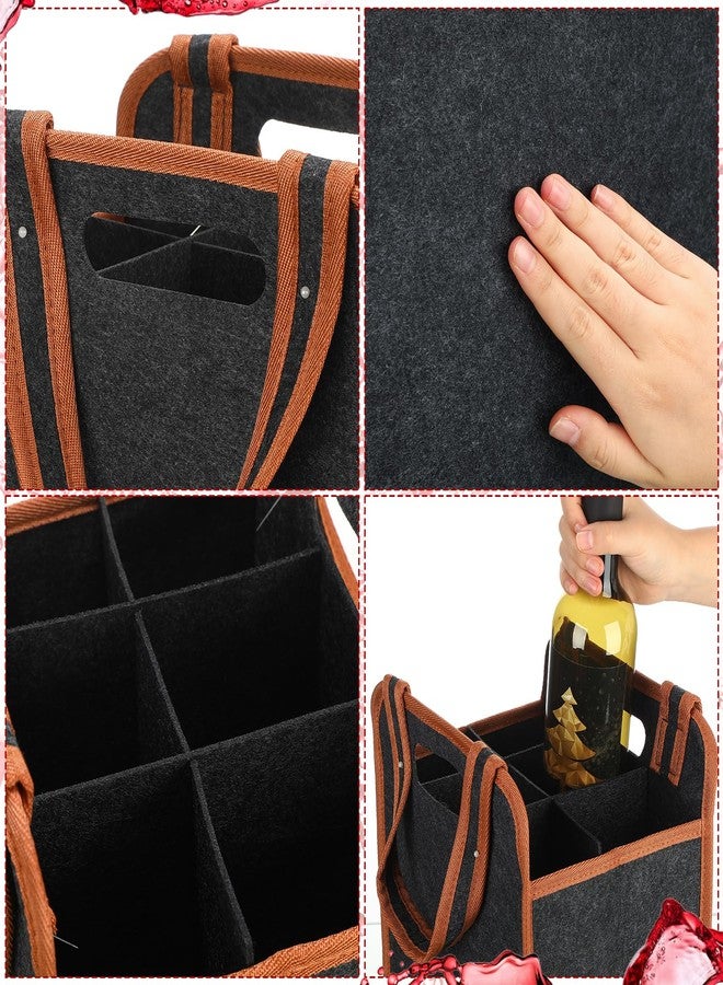 FuWeave حقيبة حمل نبيذ FuWeave، عبوة من قطعتين، تتسع لست زجاجات، قابلة لإعادة الاستخدام، معزولة حراريًا، مثالية لحقائب التسوق، مناسبة للسفر في عيد الميلاد، والتخييم، والنزهات (بني، 9.45 بوصة × 7.09 بوصة × 12.99 بوصة). - Image 3