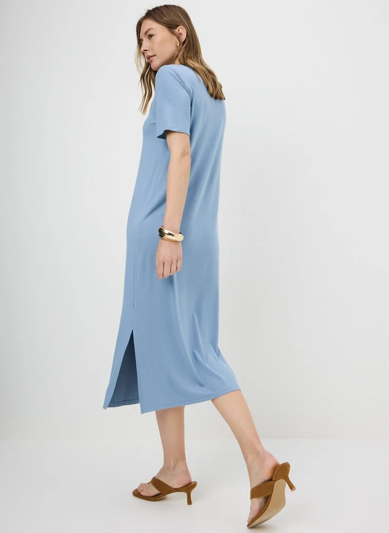 ماتلان Light Blue T-Shirt Midi Dress