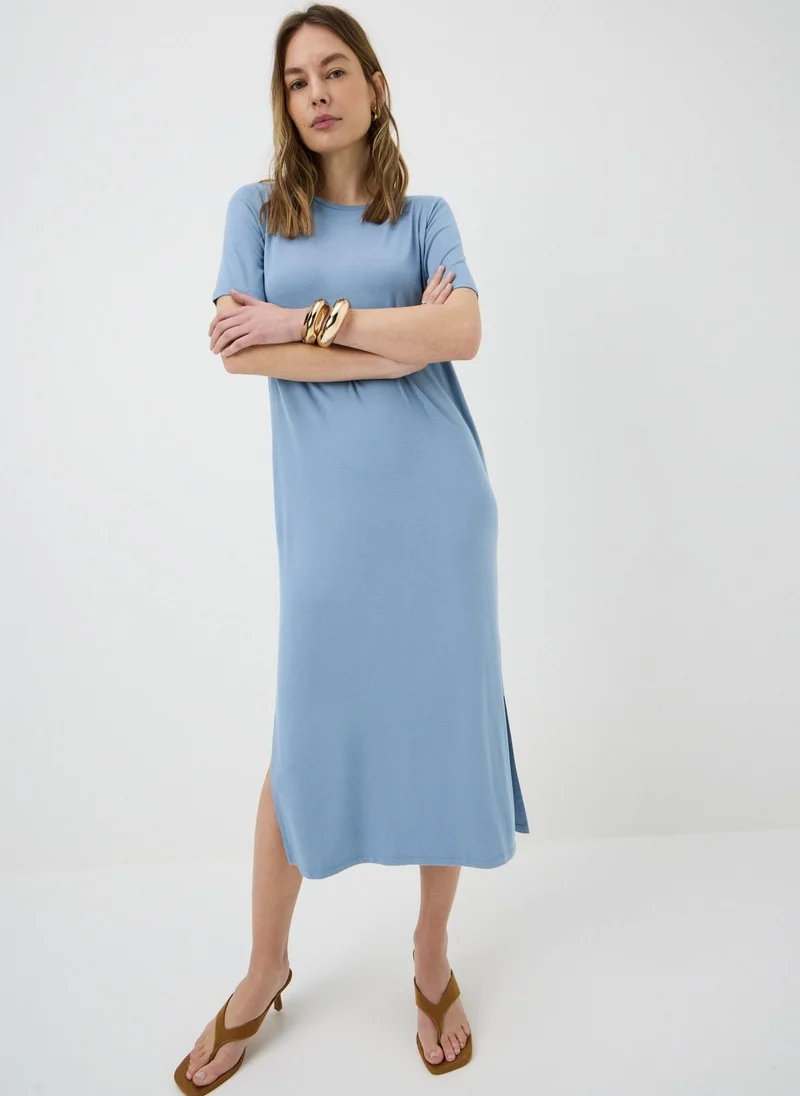 ماتلان Light Blue T-Shirt Midi Dress