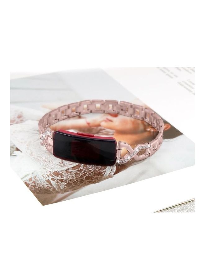 NIBEMINENT Replacement Wrist Strap Watchband For Fitbit Inspire/Inspire HR Metal Cross Chain A Type Rose Pink - Image 5