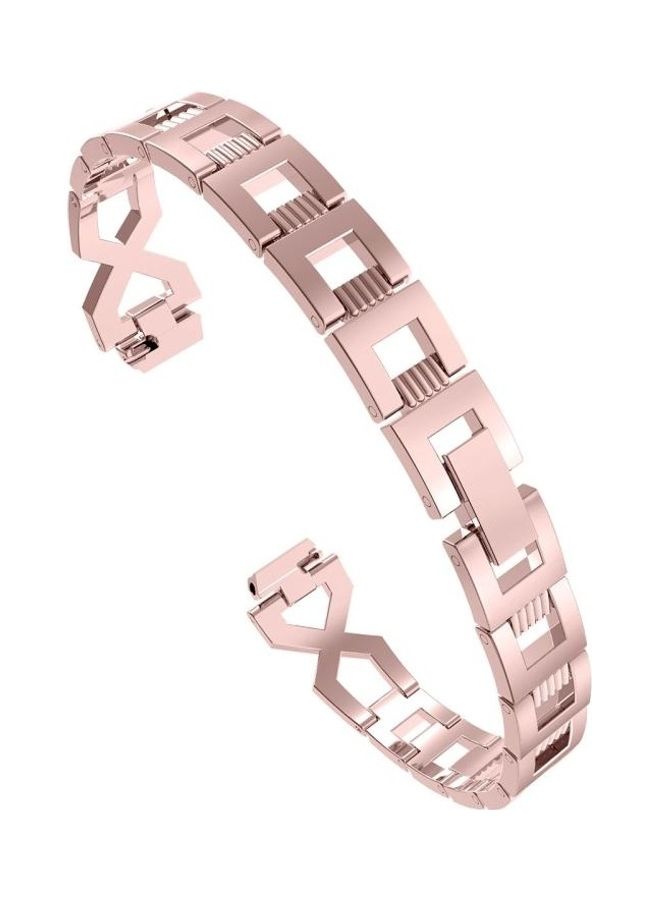 NIBEMINENT Replacement Wrist Strap Watchband For Fitbit Inspire/Inspire HR Metal Cross Chain A Type Rose Pink - Image 2