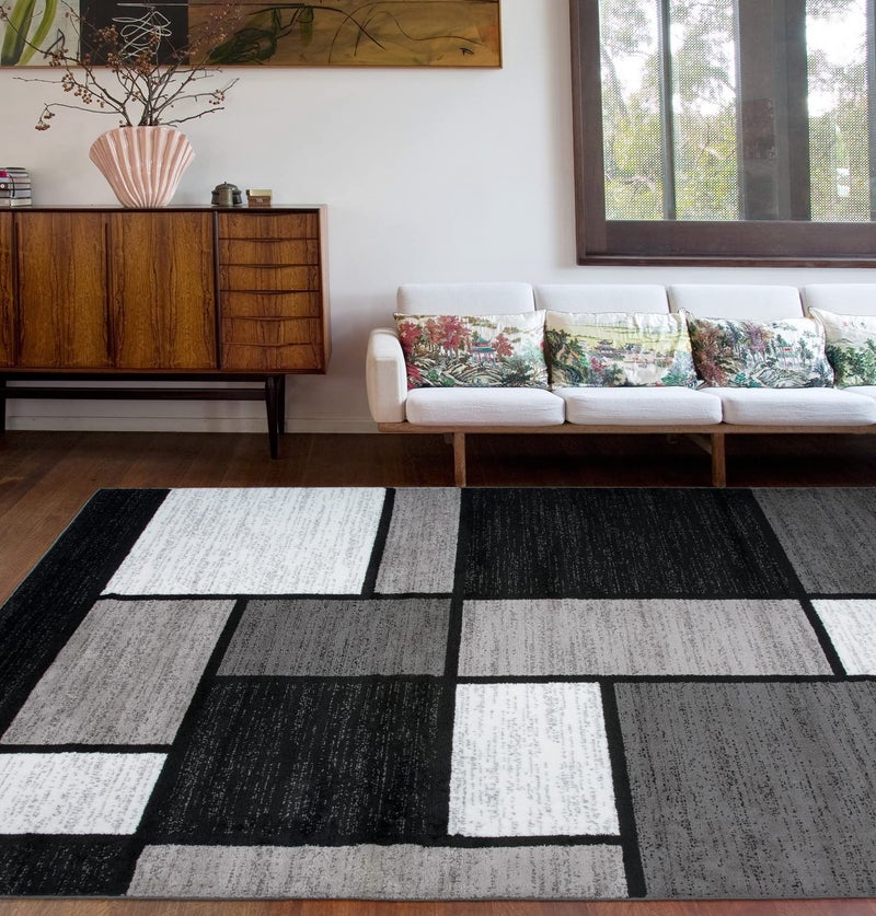 Rugshop Rugshop Contemporary Modern Boxes for Home OfficeLiving RoomBedroomKitchen Non Shedding Area Rug 33 x 53 Gray