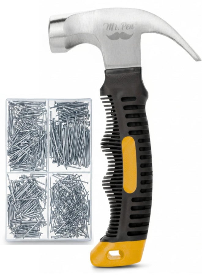 Mr. Pen- Nail Assortment Kit and 8oz Small Hammer, 600 Pcs Small Nails, Wall Nails for Hanging, Hammer and Nails Set, Small Hammer for Picture Hanging, Picture Hanging Kit, Picture Hanging Nails - Image 1