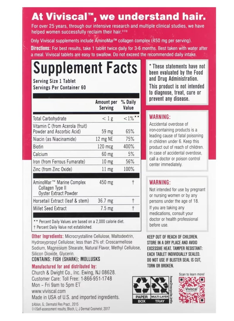 Viviscal - Woman Hair Health Supplements, 60 Tablets - Image 1