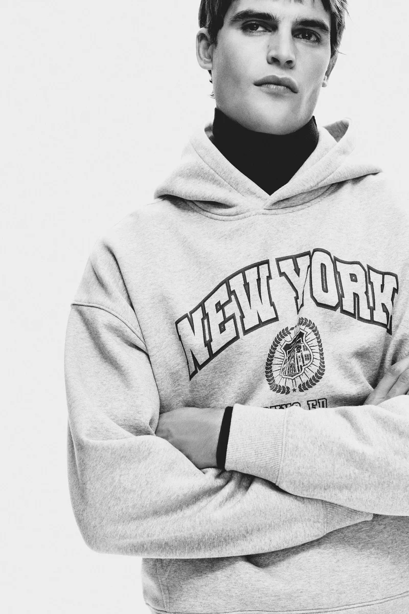 H&M  Loose fit printed hoodie for Men | Best Price UAE