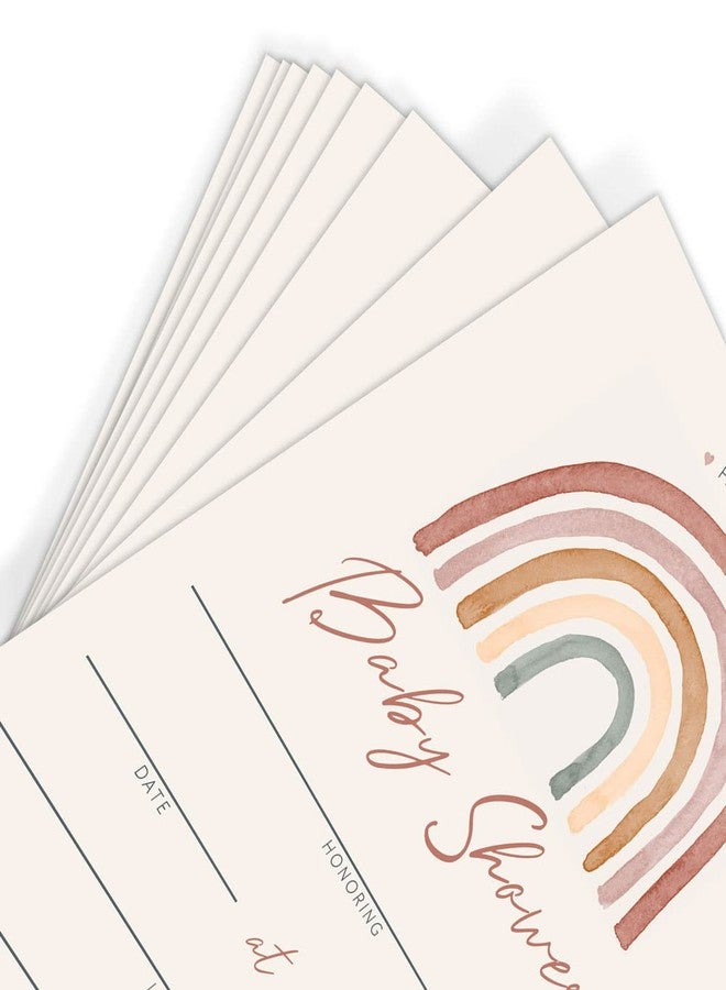 Printed Party Baby Shower Invitations and Envelopes, Set of 30, Boho Rainbow Theme - Image 5