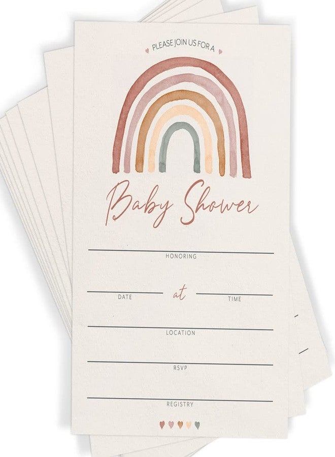 Printed Party Baby Shower Invitations and Envelopes, Set of 30, Boho Rainbow Theme - Image 2