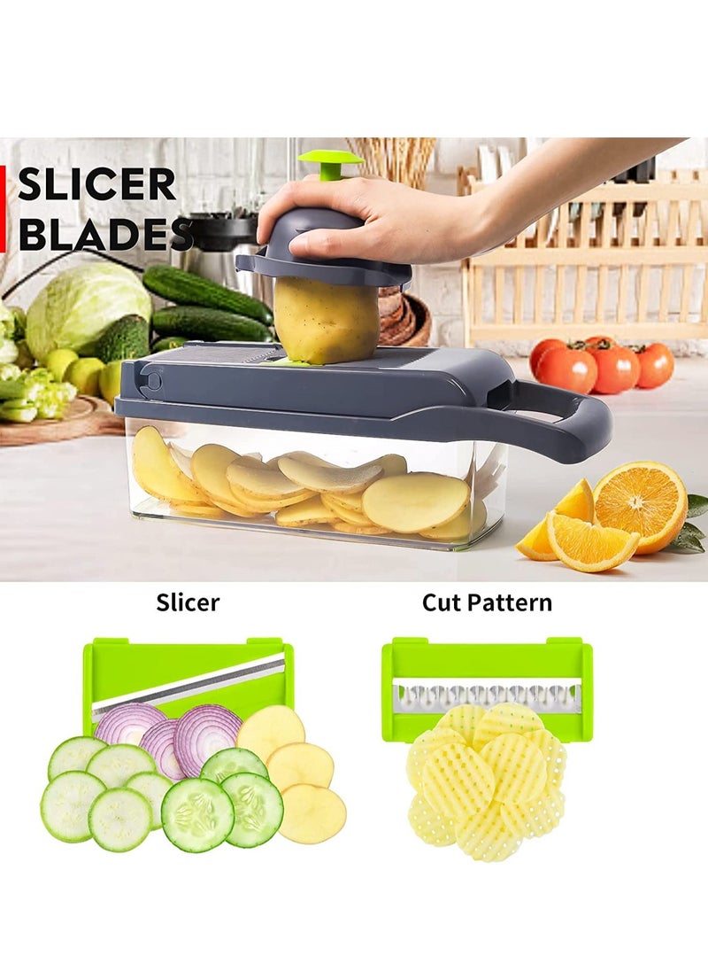 Vegetable Chopper, Pro Onion Chopper, Multifunctional 13 in 1 Food Chopper, Kitchen Vegetable Slicer Dicer Cutter,Veggie Chopper With 8 Blades,Carrot and Garlic Chopper With Container - Image 5