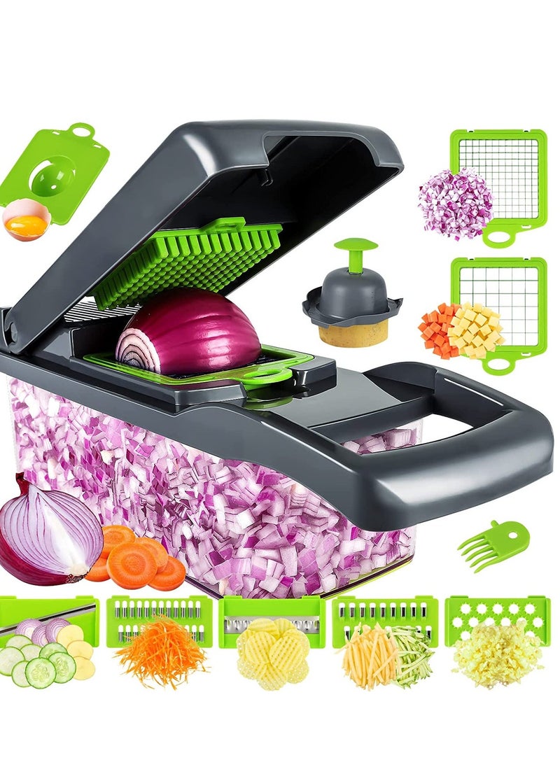 Vegetable Chopper, Pro Onion Chopper, Multifunctional 13 in 1 Food Chopper, Kitchen Vegetable Slicer Dicer Cutter,Veggie Chopper With 8 Blades,Carrot and Garlic Chopper With Container - Image 1