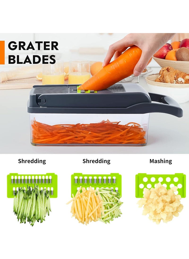 Vegetable Chopper, Pro Onion Chopper, Multifunctional 13 in 1 Food Chopper, Kitchen Vegetable Slicer Dicer Cutter,Veggie Chopper With 8 Blades,Carrot and Garlic Chopper With Container - Image 4