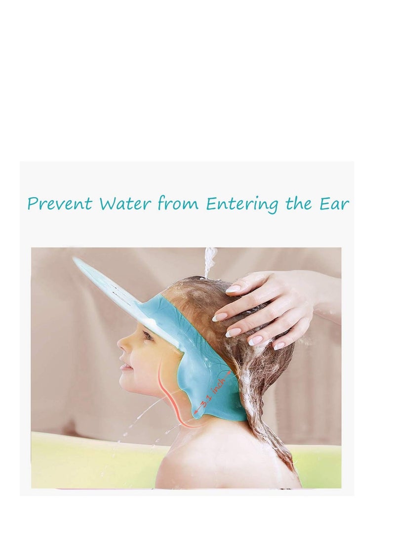 SOLARAE غطاء استحمام للأطفال، غطاء شampo قابل للتعديل من السيليكون الأزرق، قبعة استحمام مقاومة للماء، قبعة شampo ناعمة للأطفال، حماية ناعمة لحماية العين والأذن، للأطفال والرضع والأطفال الصغار، - Image 3