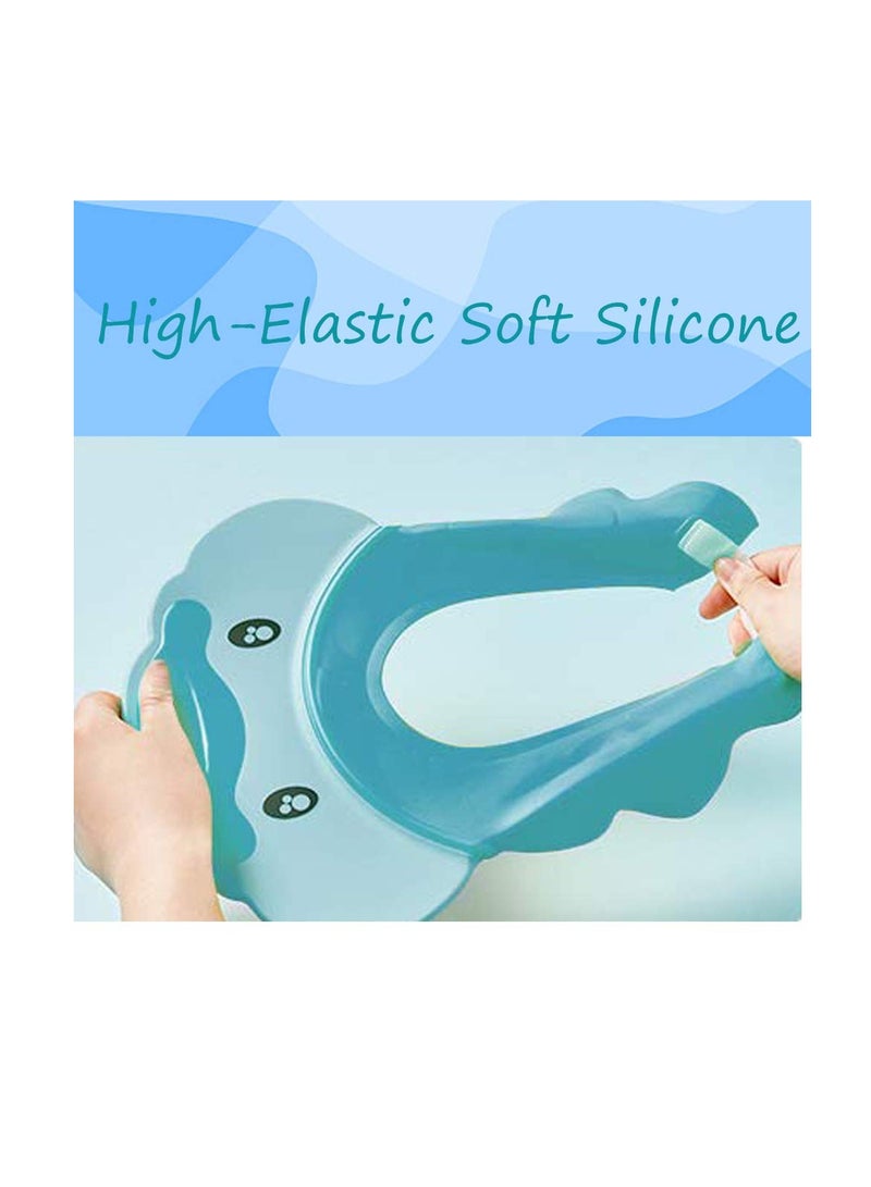 SOLARAE غطاء استحمام للأطفال، غطاء شampo قابل للتعديل من السيليكون الأزرق، قبعة استحمام مقاومة للماء، قبعة شampo ناعمة للأطفال، حماية ناعمة لحماية العين والأذن، للأطفال والرضع والأطفال الصغار، - Image 2