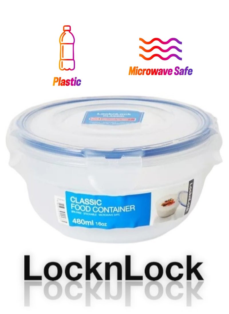 LOCK & LOCK - LocknLock 480ml  Round  Airtight Food Storage Container- BPA-Free, Microwave, Freezer, and Dishwasher Safe - Image 1