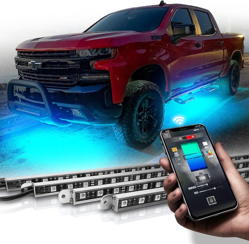 OPT7 Aura Pro Underglow LED Lights Kit for Truck with App & Remote Control, RGB Multicolor Music Modes, Waterproof Rigid Aluminum Light Bar, Exterior Neon Accent Lighting for Regular Extended Cab - Image 1