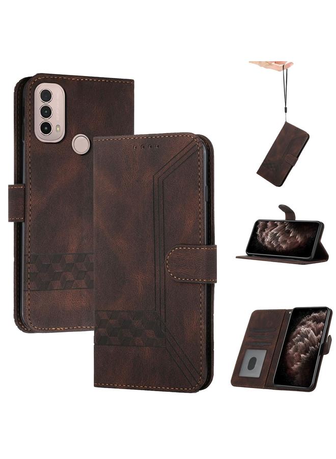 S-TOP Case For Motorola Moto E20 / E30 / E40 Cubic Skin Feel Flip Leather Phone Case - Image 1