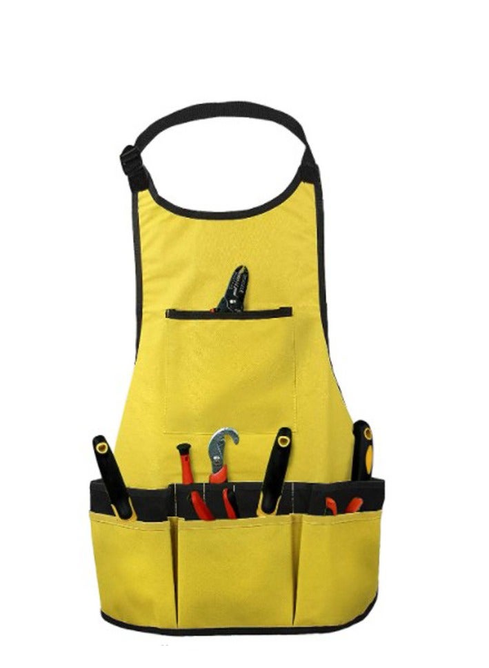 عام مريلة تخزين قماشية مقاومة للماء متعددة الجيوب، مريلة تخزين أدوات الحديقة (أصفر) - Image 1