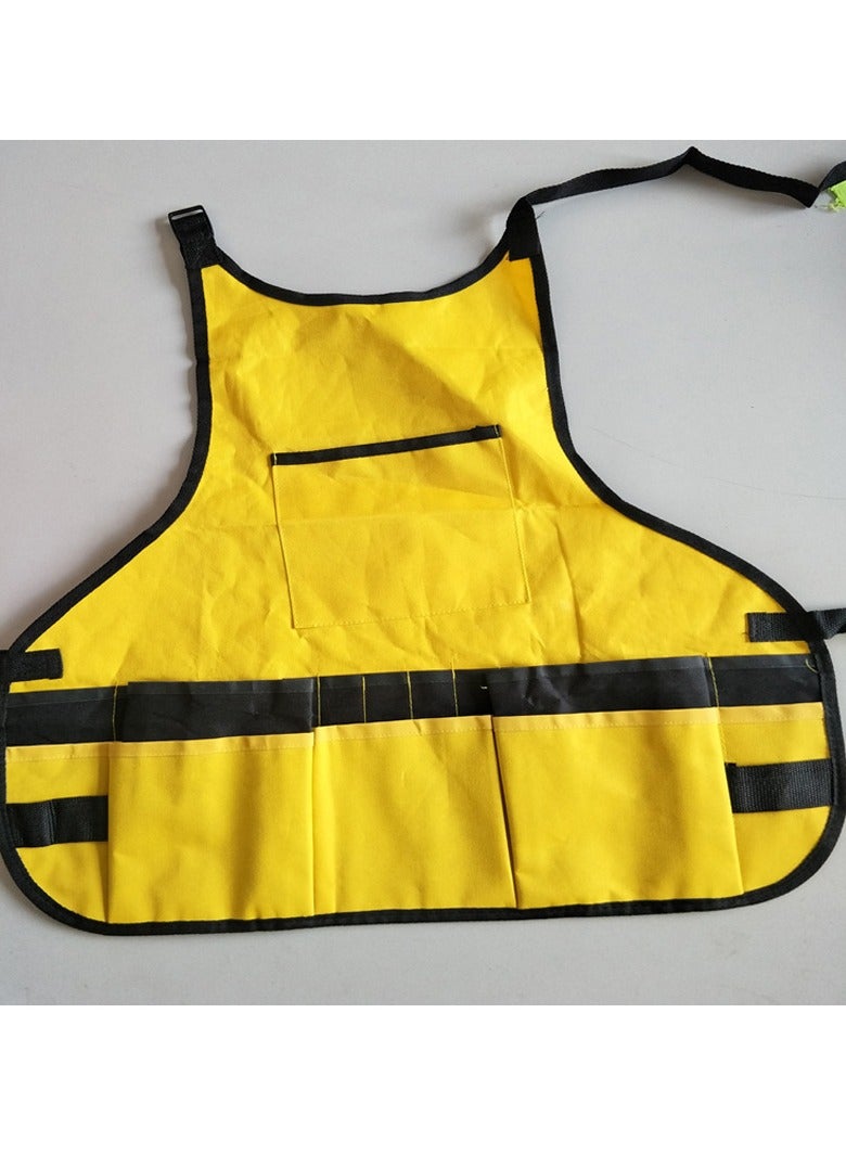 عام مريلة تخزين قماشية مقاومة للماء متعددة الجيوب، مريلة تخزين أدوات الحديقة (أصفر) - Image 4