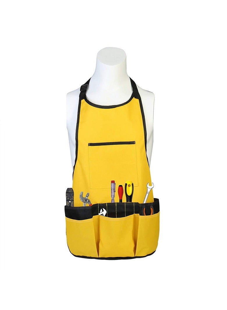 عام مريلة تخزين قماشية مقاومة للماء متعددة الجيوب، مريلة تخزين أدوات الحديقة (أصفر) - Image 5